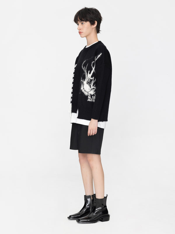Cubic Guitar Jacquard Knit Sweater Black