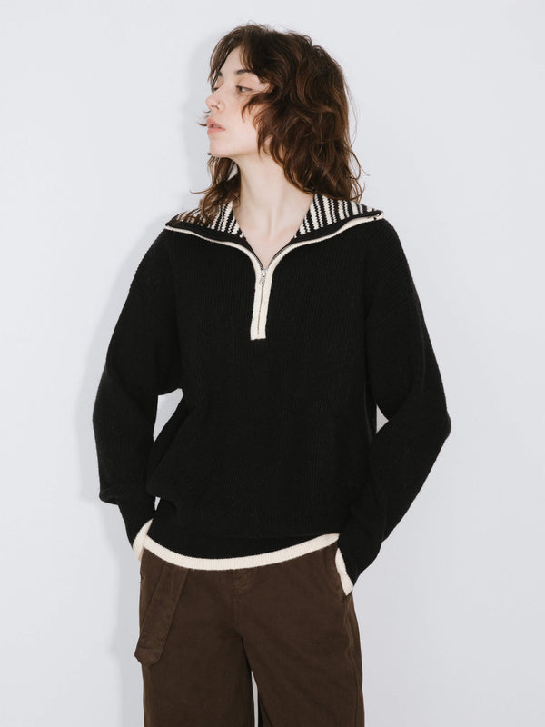 Cubic Half-Zip Sweater Black