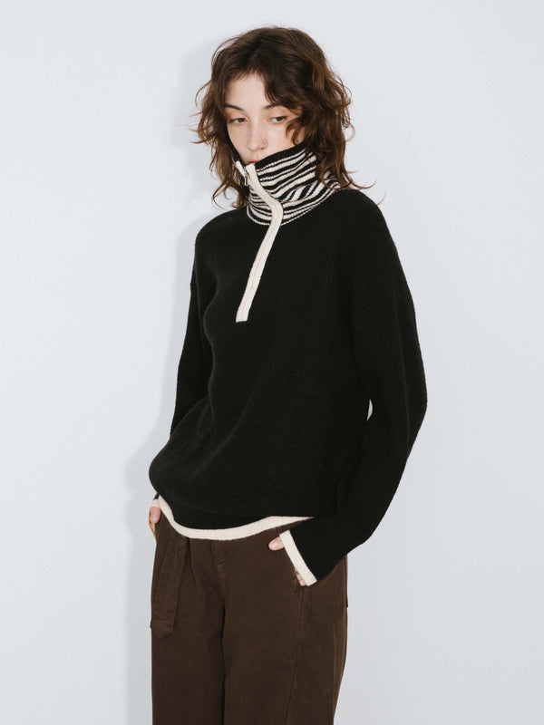 cubic Half-Zip Sweater Black