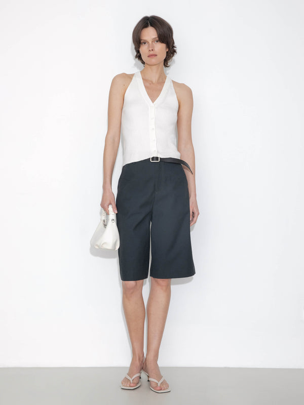 Cubic Halter Neck Off-Shoulder Cardigan Vest Red