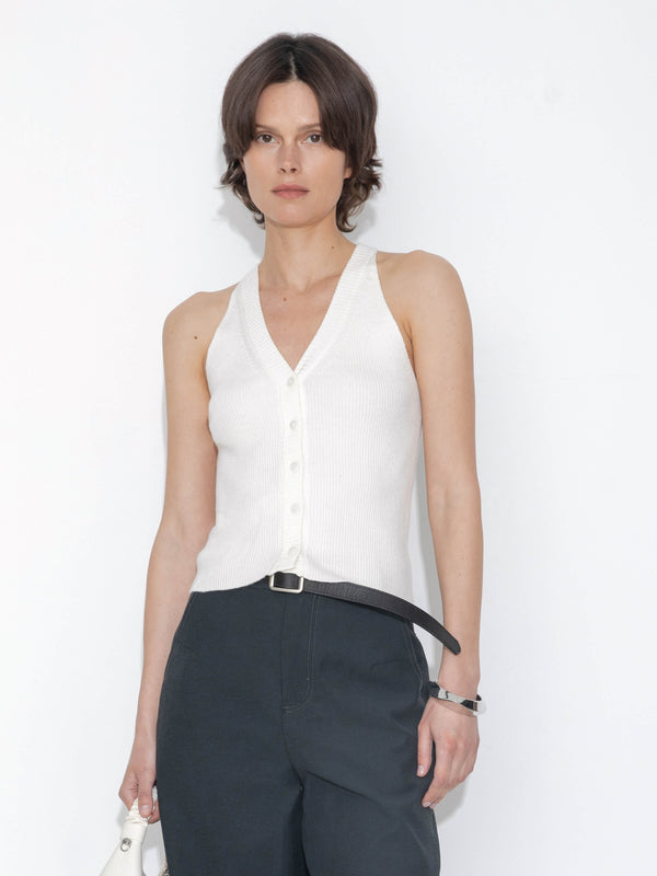 cubic Halter Neck Off-Shoulder Cardigan Vest Red