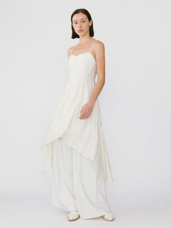 Cubic High-low Hem Sling Dress FloralWhite