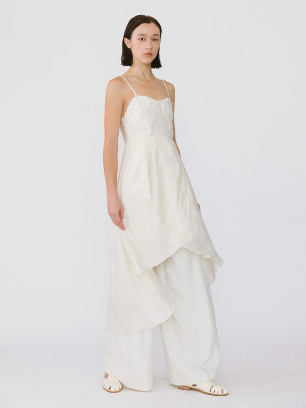 Cubic High-low Hem Sling Dress FloralWhite