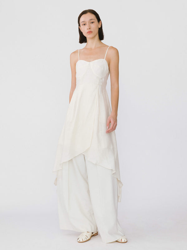 Cubic High-low Hem Sling Dress FloralWhite