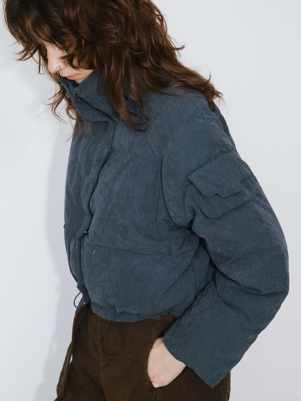 Cubic High Neck Short Puffer Down Coat Sienna