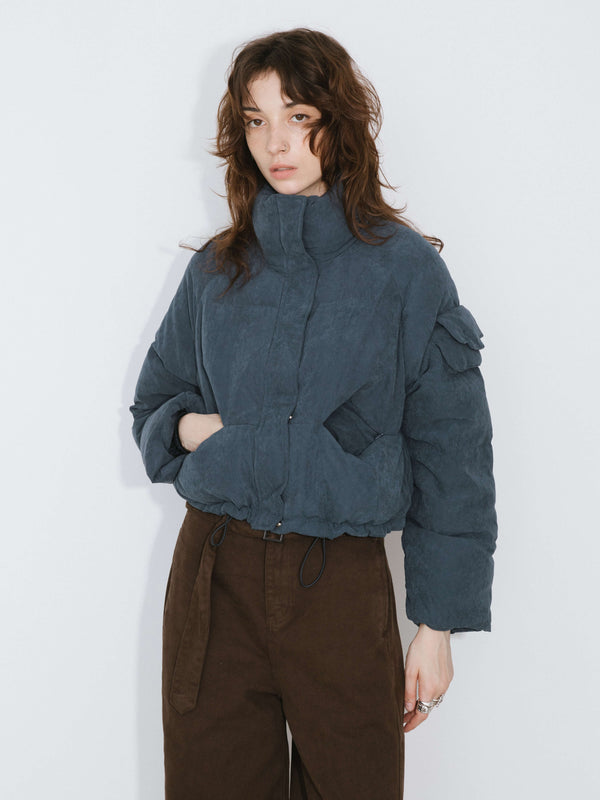 Cubic High Neck Short Puffer Down Coat Sienna