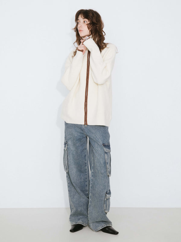 cubic High Rise Cargo Jeans Gray