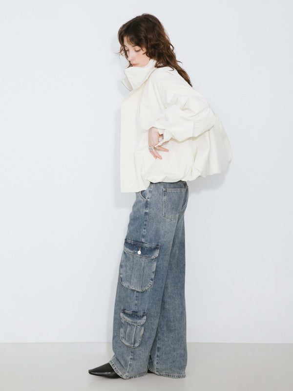 Cubic High Rise Cargo Jeans Gray