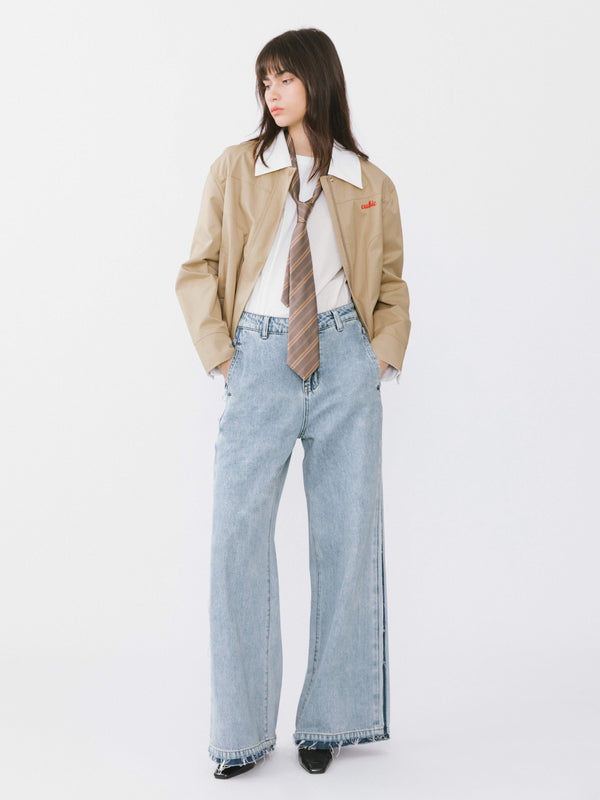 Cubic High Waist Barrel Leg Jeans Steel Blue