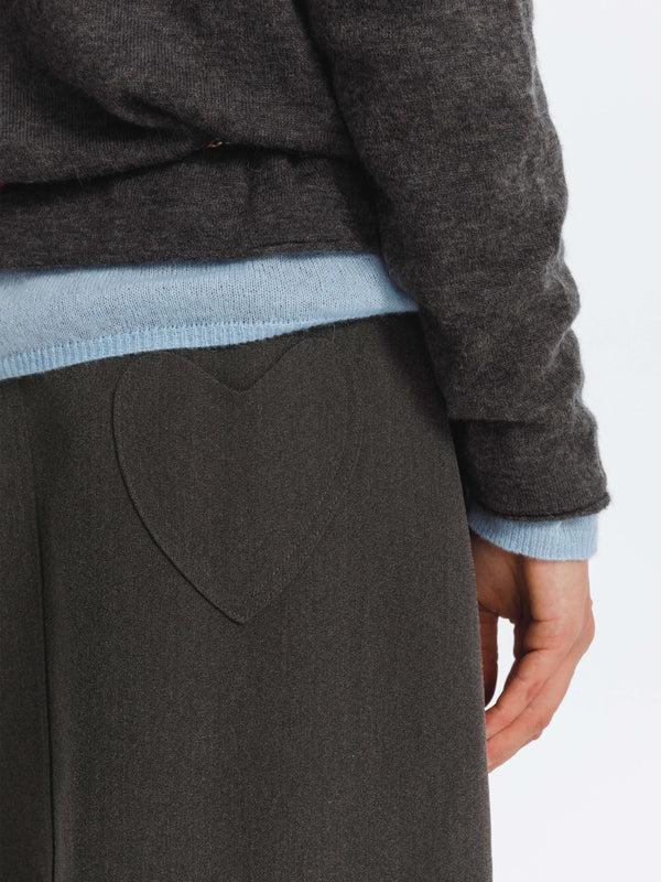 Cubic High Waist Long Skirt With Back Slit Black