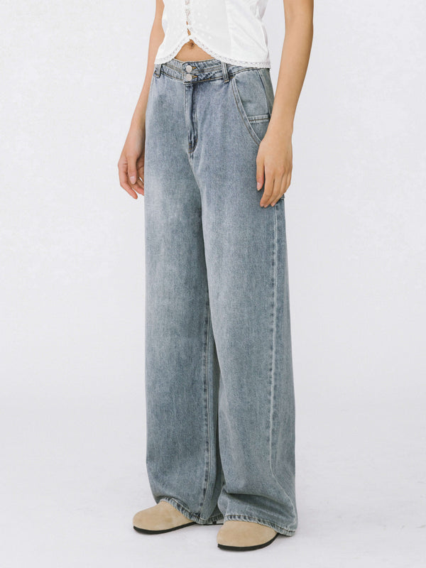 cubic High Waist Oversized Jeans Blue