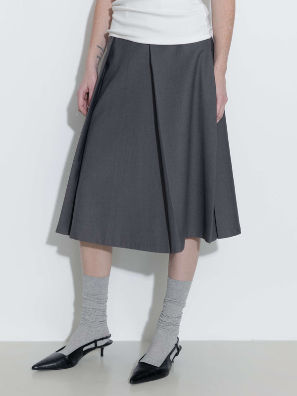 Cubic High Waist Pleated A-line Skirt DimGray