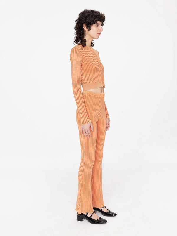 Cubic High Waist Pleated Trousers Orange