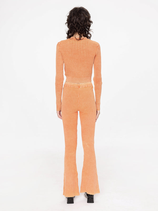 Cubic High Waist Pleated Trousers Orange