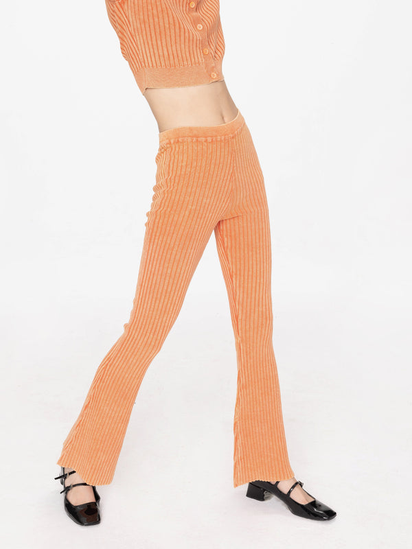 Cubic High Waist Pleated Trousers Orange