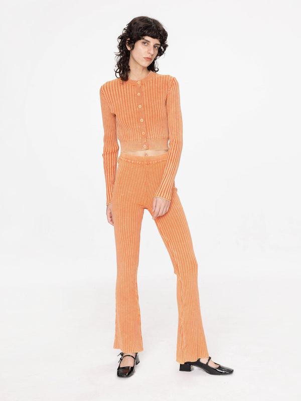 cubic High Waist Pleated Trousers Orange