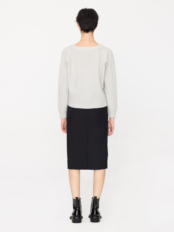 Cubic High Waisted Belted Pencil Skirt Black