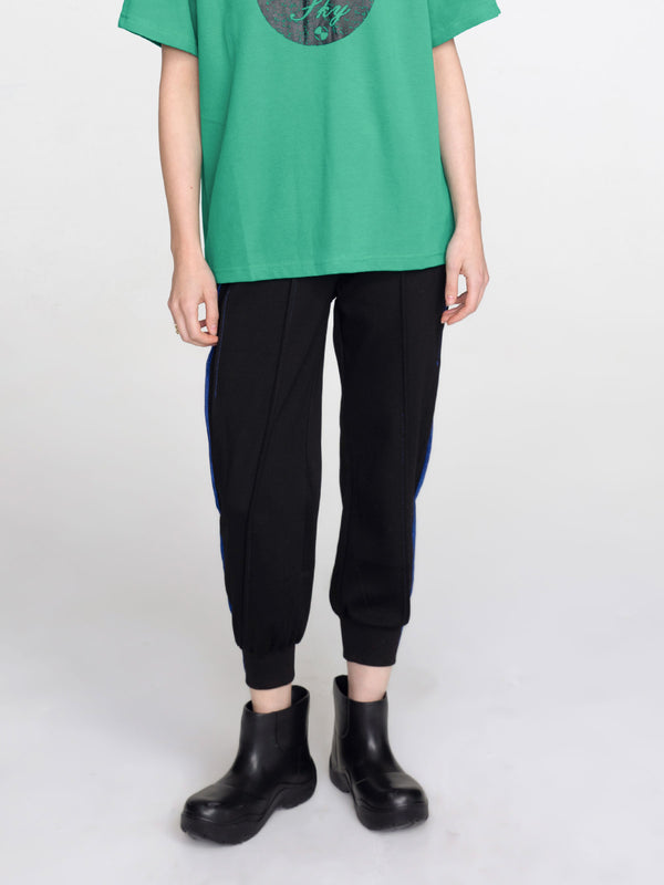 cubic High Waisted Cuffed Pleated Trousers Black