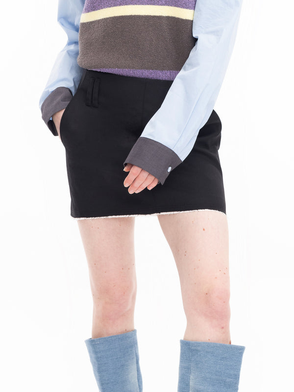 Cubic High Waisted Mini Skirt Tan