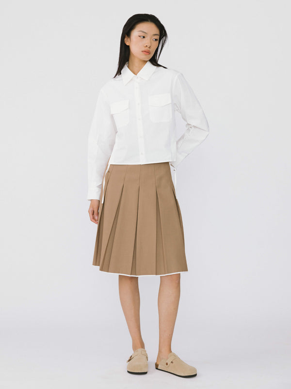 Cubic High Waisted Pencil Skirt Khaki