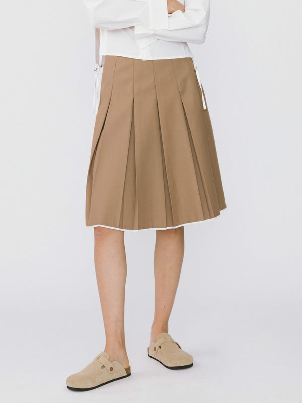 cubic High Waisted Pencil Skirt Khaki