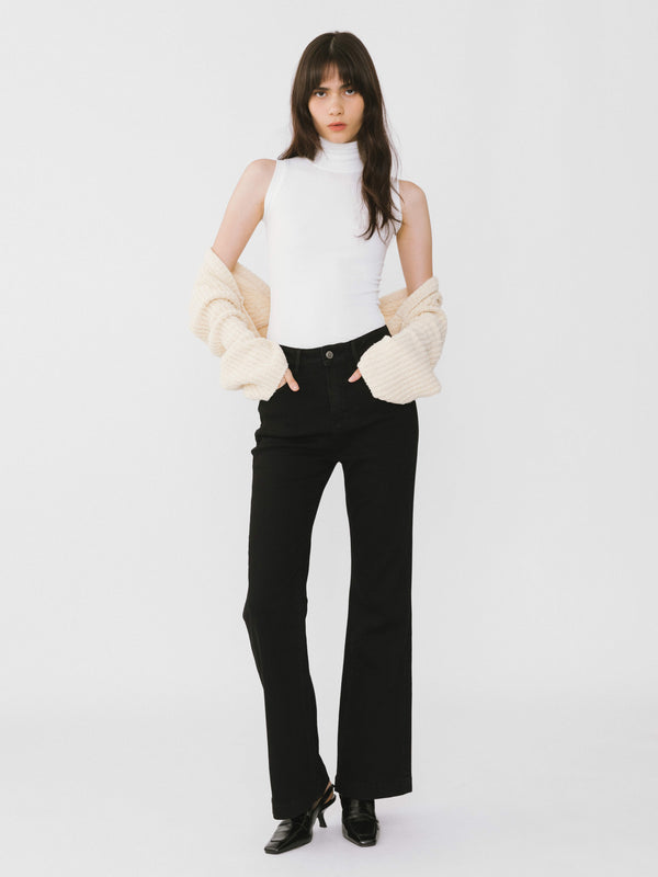Cubic High Waisted Skinny Flared Jeans Black