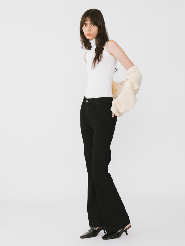 Cubic High Waisted Skinny Flared Jeans Black