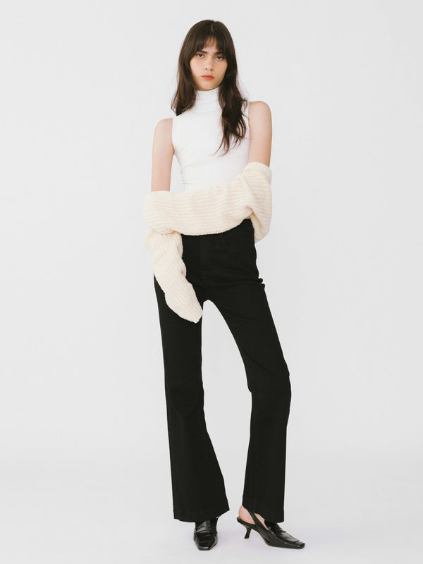 Cubic High Waisted Skinny Flared Jeans Black