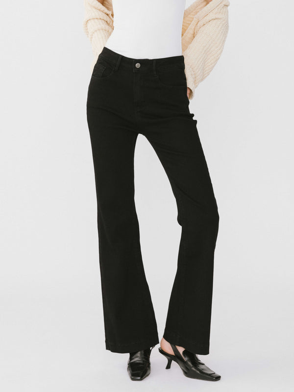 cubic High Waisted Skinny Flared Jeans Black