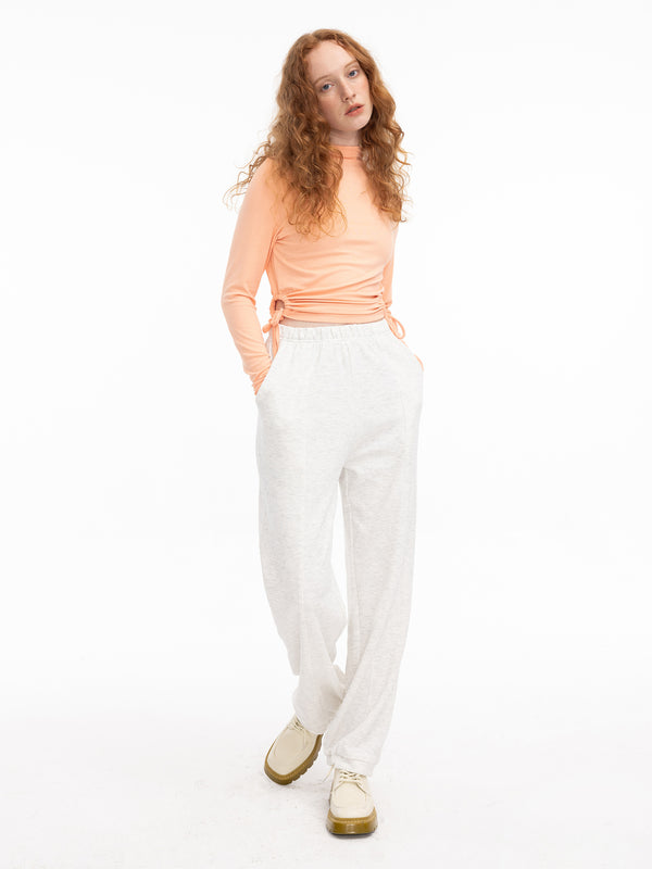 cubic High Waisted Straight Leg Joggers Wheat