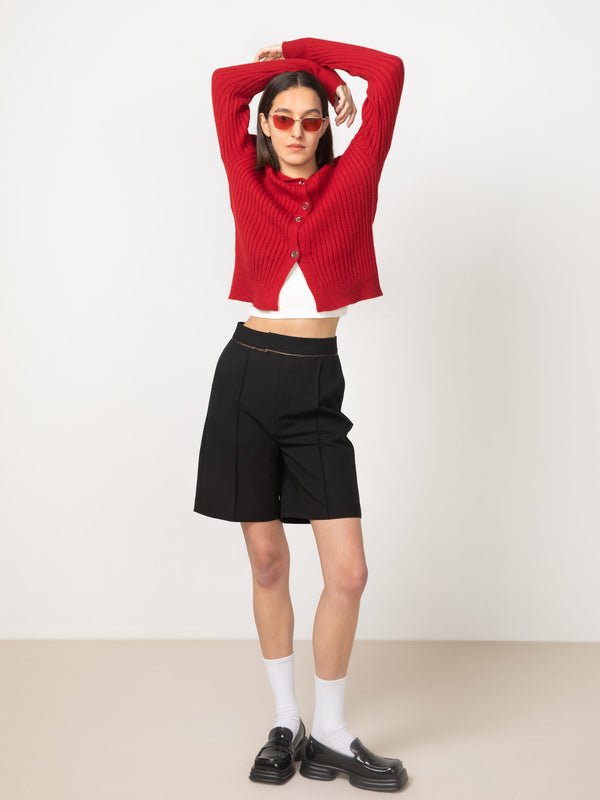 Cubic High Waisted Tailored Shorts Black