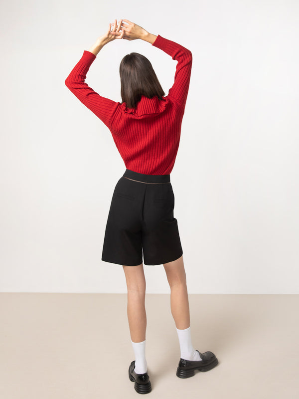 Cubic High Waisted Tailored Shorts Black