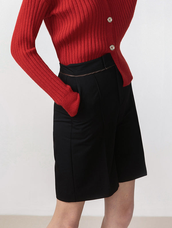 Cubic High Waisted Tailored Shorts Black