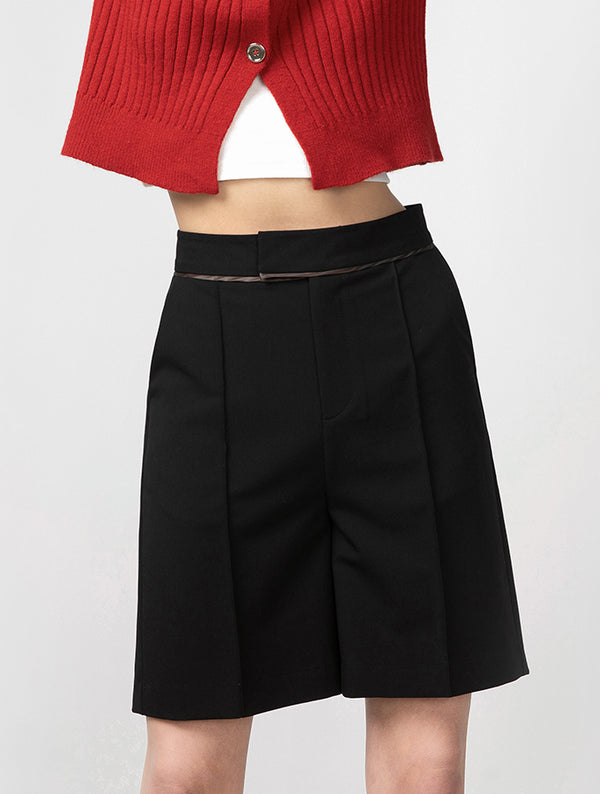 cubic High Waisted Tailored Shorts Black