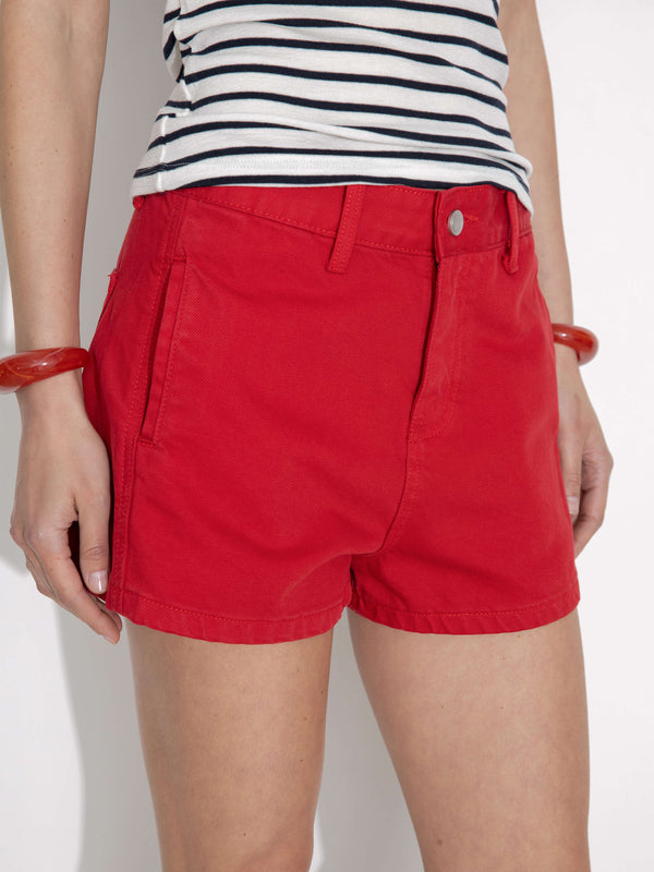 Cubic High-Waisted Ultra-Short Casual Shorts Red