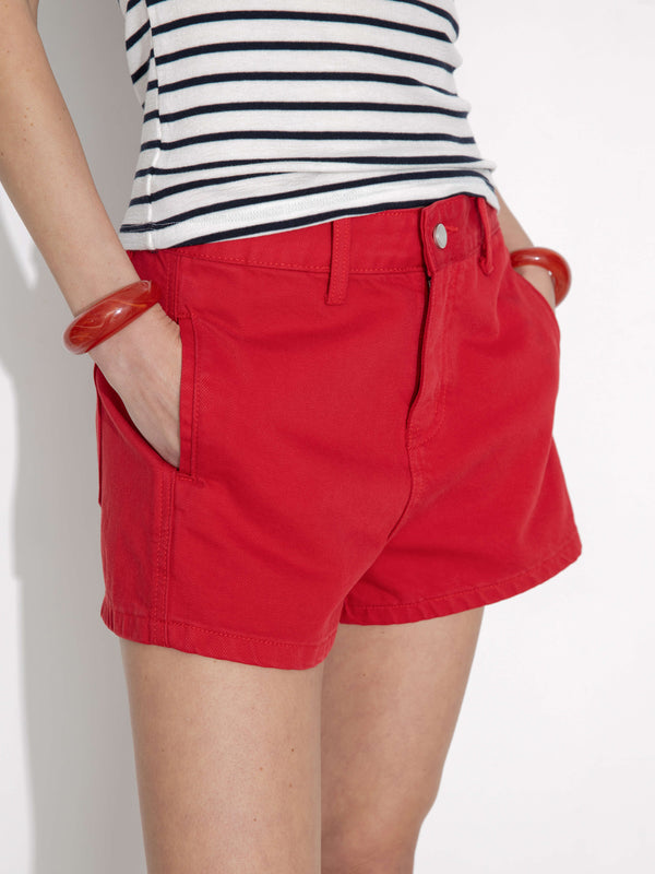 Cubic High-Waisted Ultra-Short Casual Shorts Red