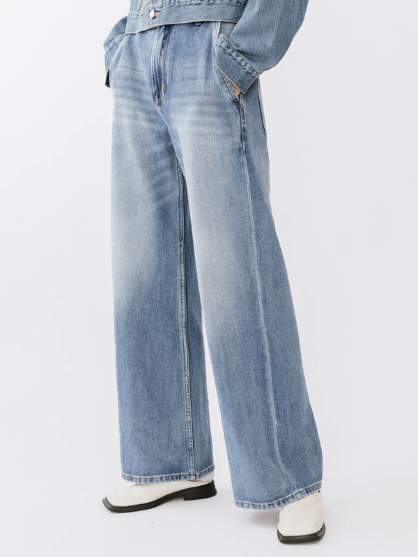 cubic High Waisted Washed Out Boyfriend Jeans Blue