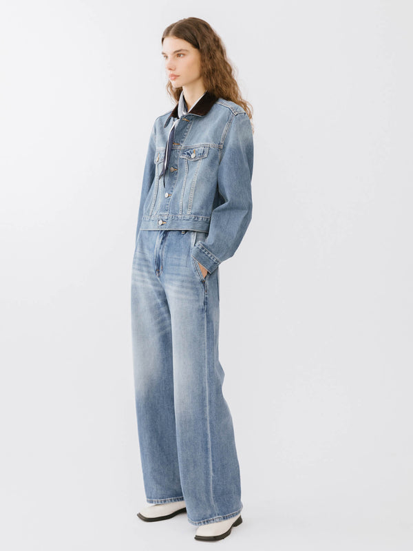 Cubic High Waisted Washed Out Boyfriend Jeans Blue
