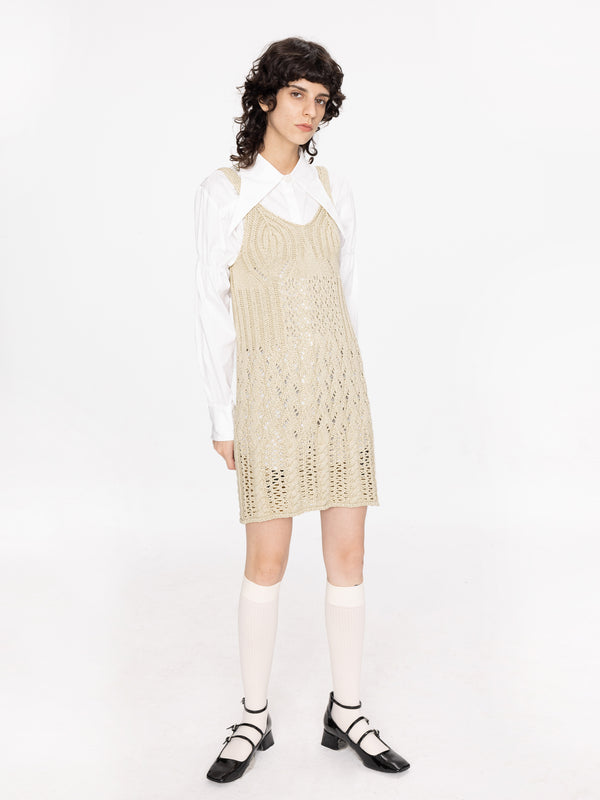 cubic Hippie Knit Vest Dress Wheat