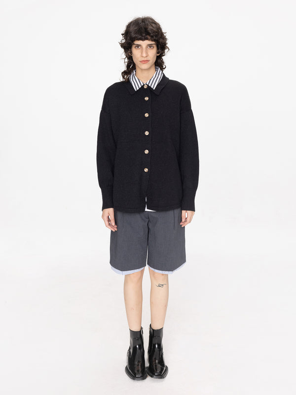 cubic Knitted Over Shirt Wheat