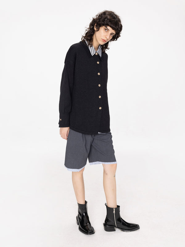 Cubic Knitted Over Shirt Wheat