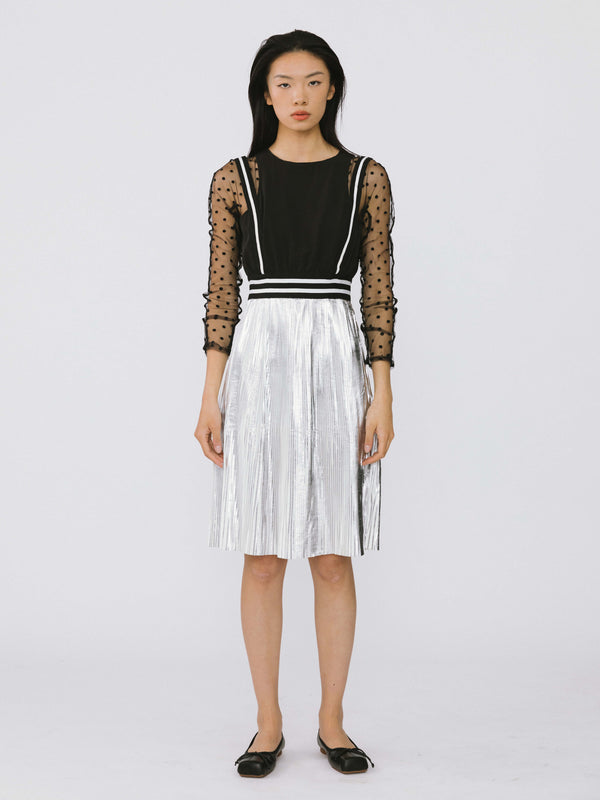 Cubic Lace And Metallic Dress Silver