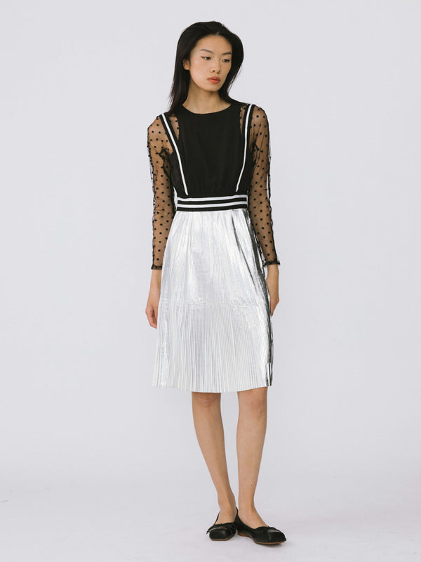 cubic Lace and Metallic Dress Silver