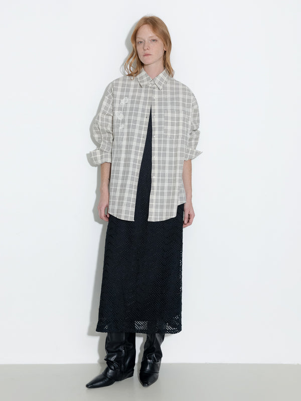 Cubic Lace Hollow Out A-Line Sling Dress Black