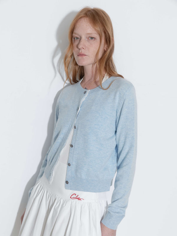 Cubic Lace Trim Knit Wool Cardigan DimGray