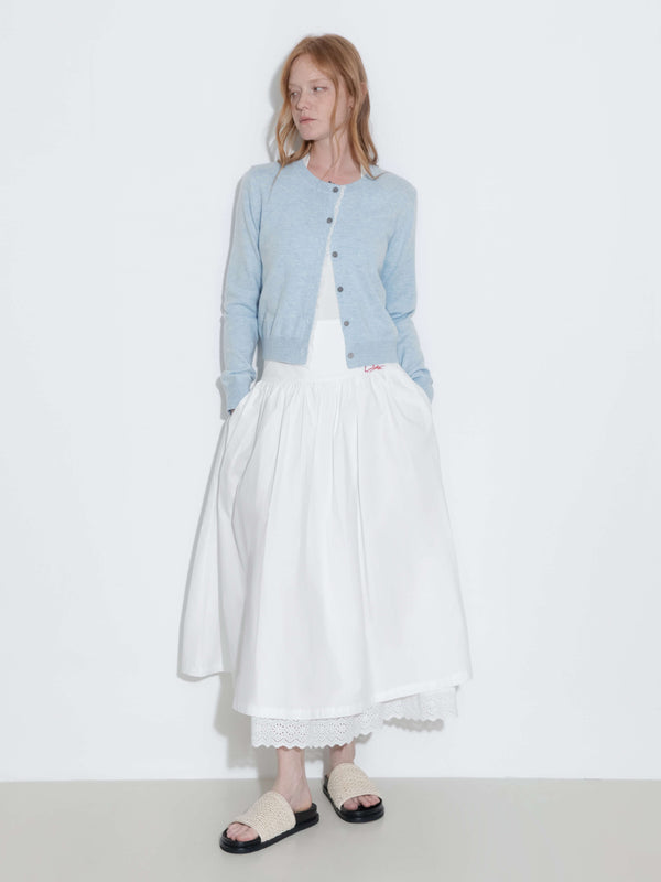 Cubic Lace Trim Knit Wool Cardigan DimGray