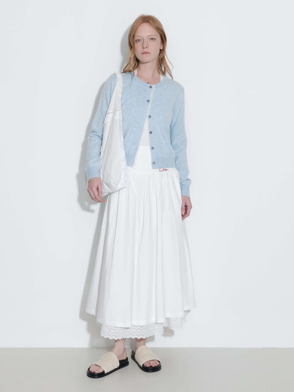 Cubic Lace Trim Knit Wool Cardigan DimGray