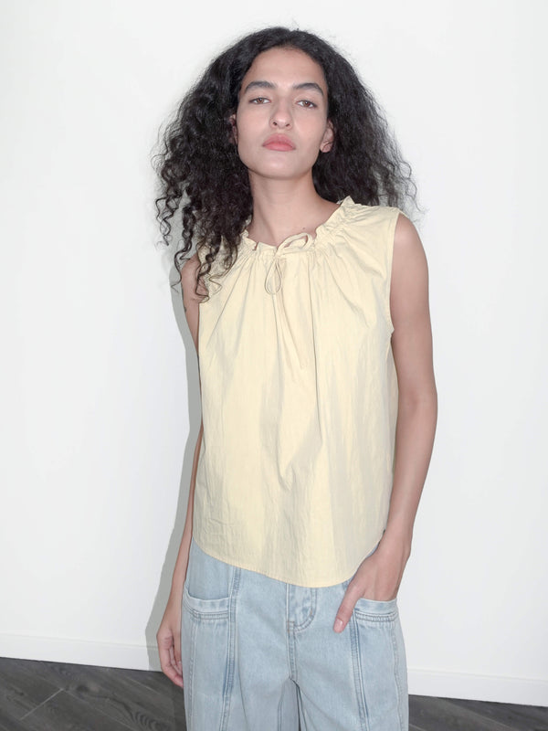 cubic Lace-up Round Neck Sleeveless Tank Top Black