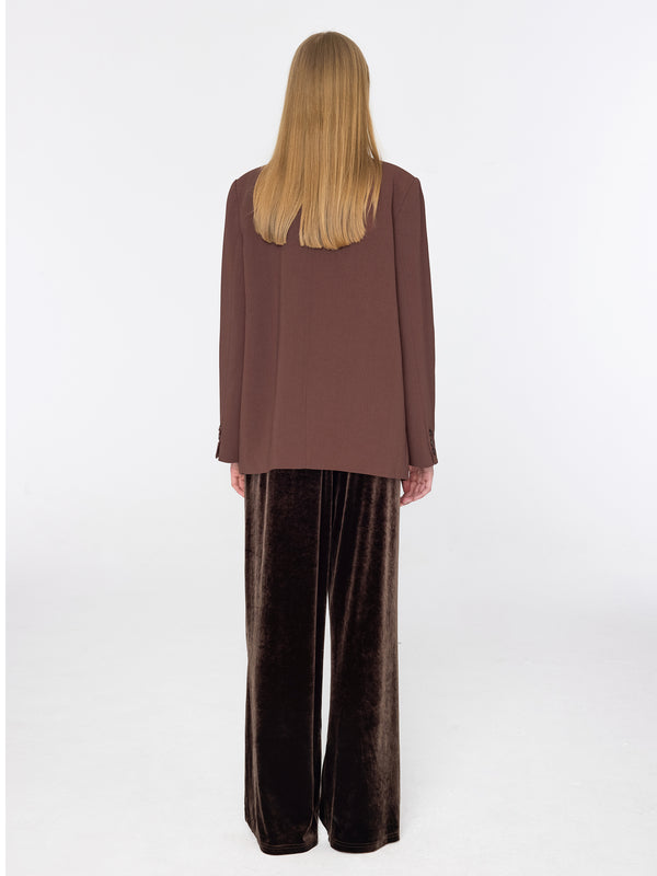 Cubic Lace-Up Side Waist Blazer Brown