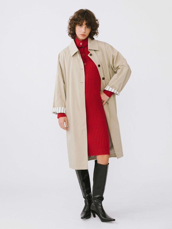 Cubic Large Lapel Red Knit Dress Red